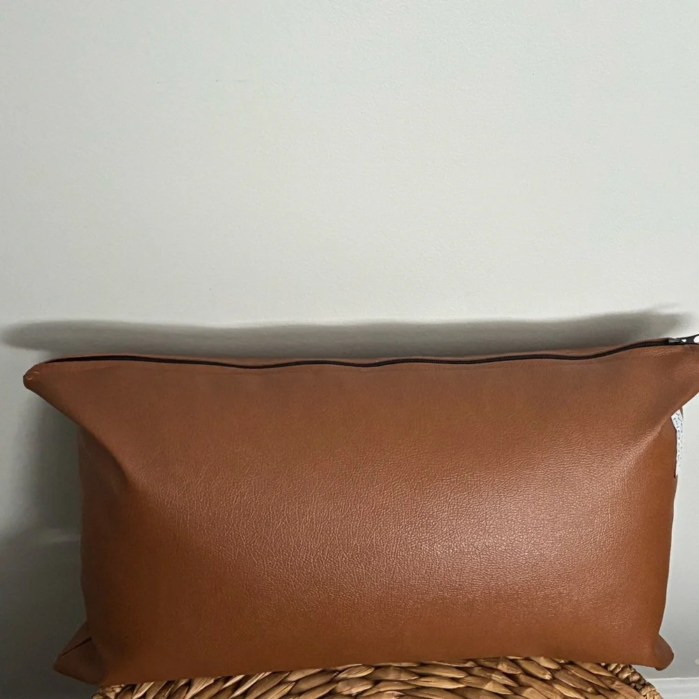 Faux Leather Accent Pillow